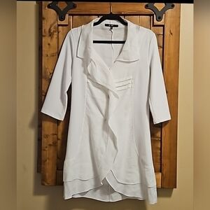 Yest White Linen Cotton A-line Jacket 3/4 Sleeve Overshirt Size 4